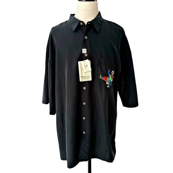 Bamboo Cay S/S Button Down Parrot Embroidered Always Five O'Clock Camp Shirt 4XL